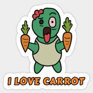 Vegetarian Zombie "I LOVE CARROT" Sticker